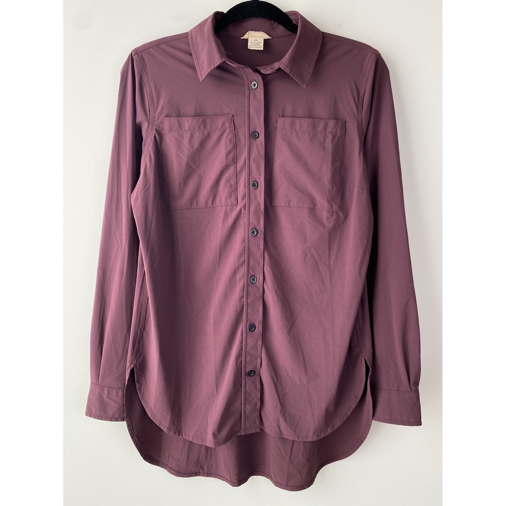 Duluth Womens Flexcellence Button Up Shirt‎ XS Burgundy Fig Outdoor Stretch